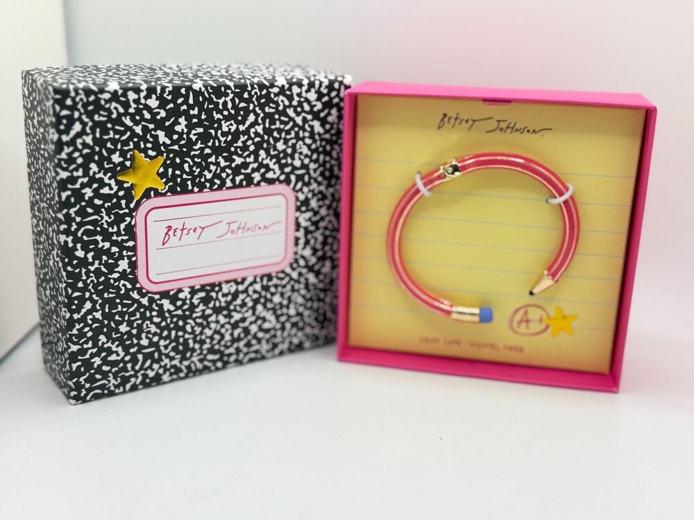 Betsey Johnson Pink Pencil Bracelet In Gift Box